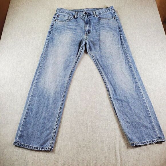 Levis 505 Jeans Mens 36x30 Blue Regular Fit Straight Leg Denim - Picture 1 of 7